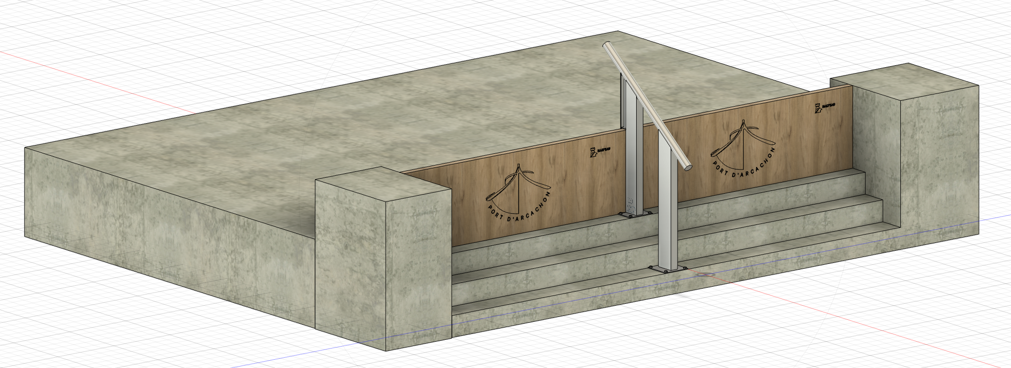 Simulation 3D du batardeau Halt'eau pour le port d'Arcachon - vue 1